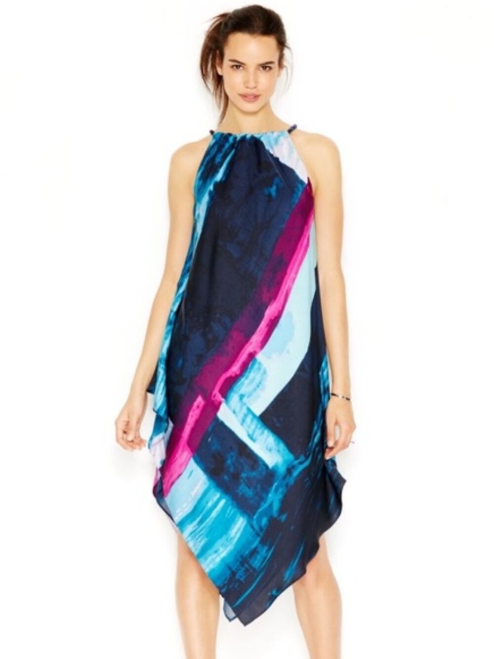 RAchel Roy turquoise Satin handkercheif Dress- Beautiful- Like New